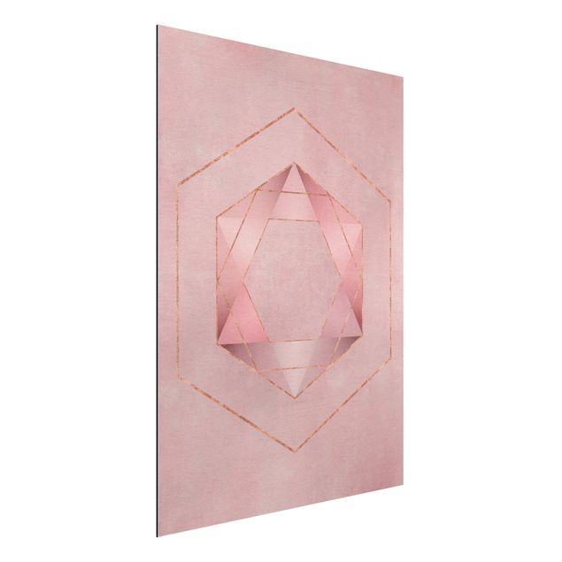 quadro astratto moderno Geometria in rosa e oro I