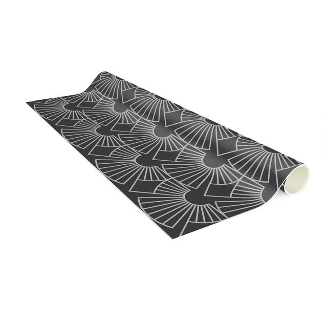 Tappeto salotto moderno grigio Art Déco motivo a linee di archi radiali