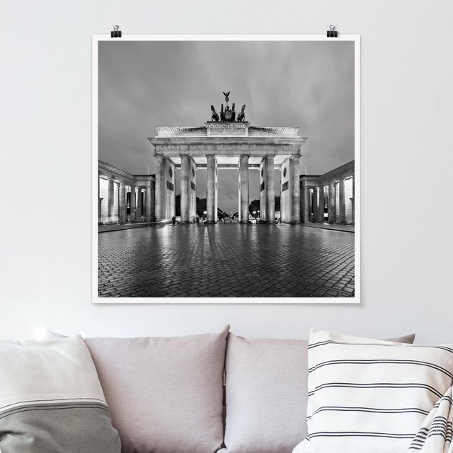 Poster - Illuminated Brandenburg Gate II - Quadrato 1:1