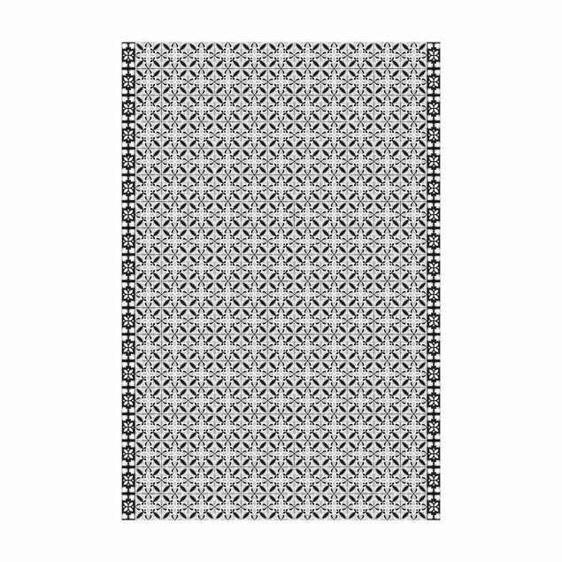 Tappeti bianco e nero Mix di piastrelle geometriche Fiore Nero