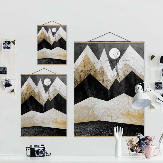 Foto su tessuto da parete con bastone - Elisabeth Fredriksson - Oro Montagne Branches - Verticale 4:3