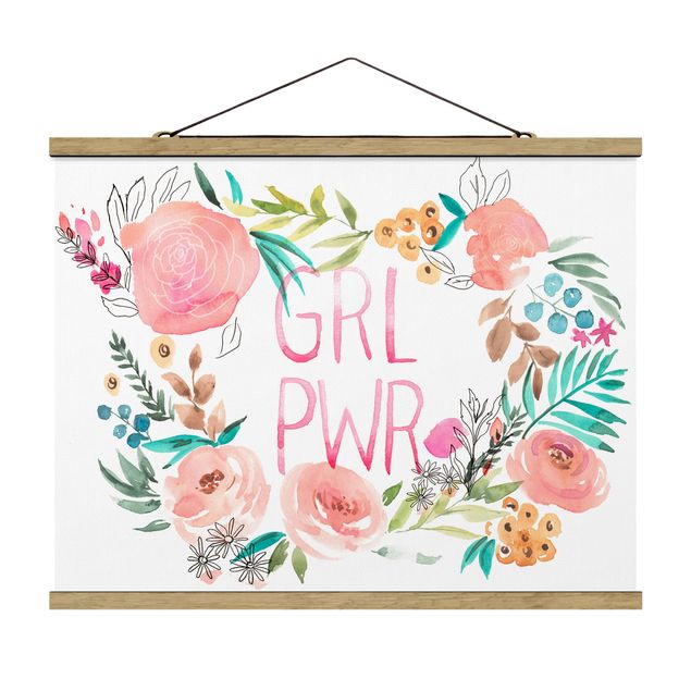 Foto su tessuto da parete con bastone - Pink Flowers - Girl Power - Orizzontale 3:4