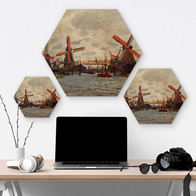 Esagono in legno - Claude Monet - Mulini a vento Zaandam