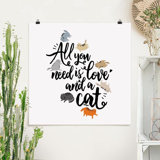 Poster illustrazioni All You Need Is Love And A Cat