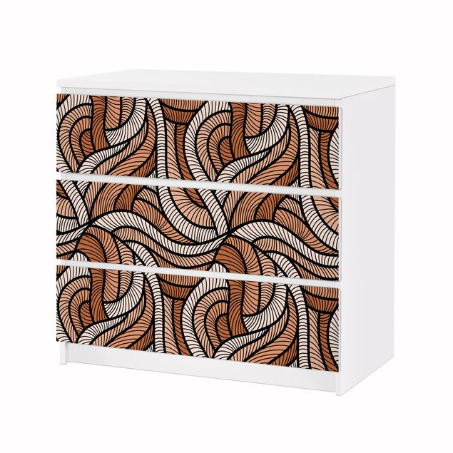Carta adesiva per mobili IKEA - Malm Cassettiera 3xCassetti - Woodcut in brown