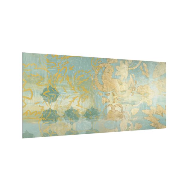 Paraschizzi in vetro - Collage marocchino in oro e turchese II - Formato orizzontale 2:1
