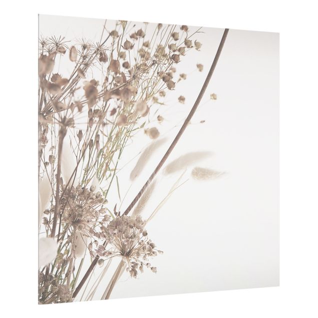 Paraschizzi in vetro - Bouquet di erba ornamentale e fiori - Quadrato 1:1