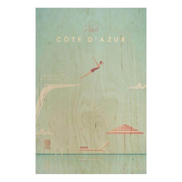 Stampa su legno - Poster Viaggi - Côte d'Azur - Verticale 3:2