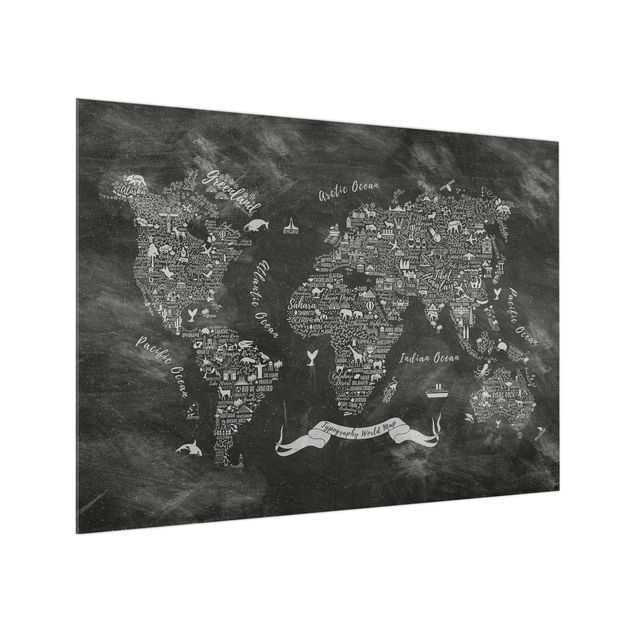 Paraschizzi in vetro - Chalk Typography World Map