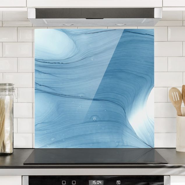 paraschizzi cucina vetro magnetico Mélange in blu chiaro