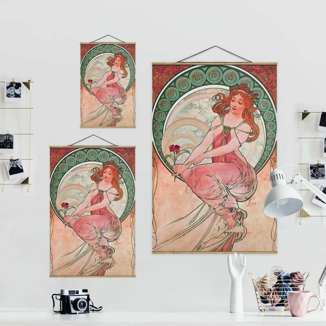 Foto su tessuto da parete con bastone - Alfons Mucha - Quattro arti - Pittura - Verticale 3:2