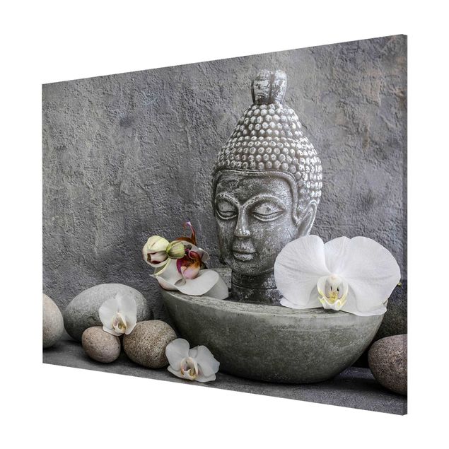 Lavagna magnetica - Zen Buddha, orchidee e pietre - Formato orizzontale 3:4