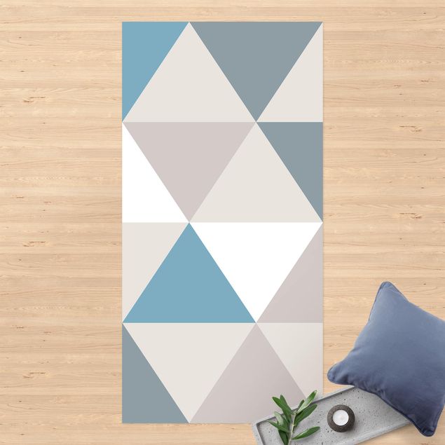Tappeto da balcone Motivo geometrico triangolo inclinato blu