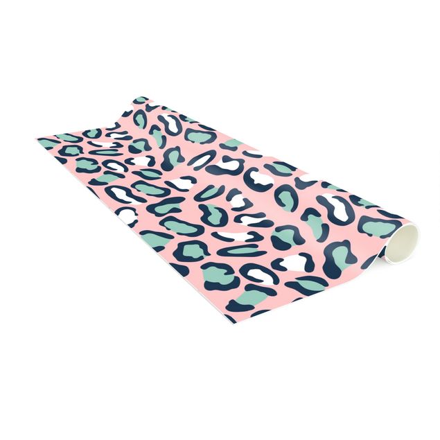 Tappeti bagno moderni Motivo leopardato in pastello rosa e grigio