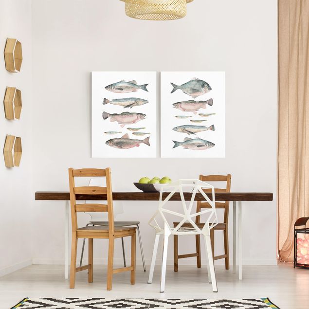 Riproduzioni su tela quadri famosi Pesce in acquerello Set I