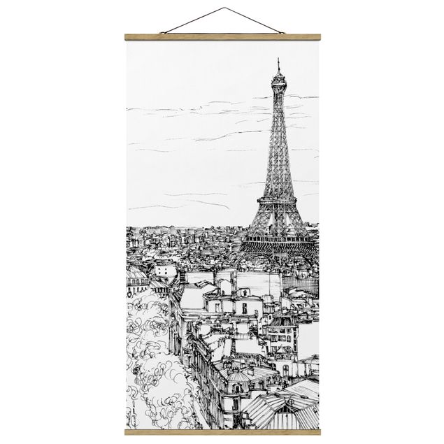 Quadro su tessuto con stecche per poster - Città Studi - Parigi - Verticale 2:1