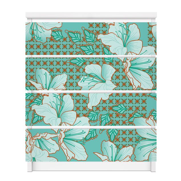 Carta adesiva per mobili IKEA - Malm Cassettiera 4xCassetti - Oriental floral pattern