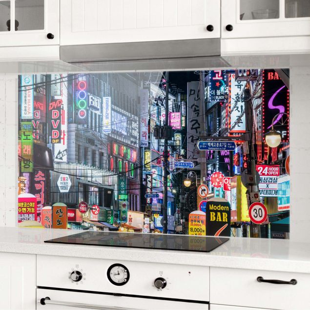 paraschizzi cucina vetro magnetico Vita notturna di Seul