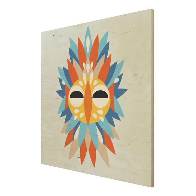 Stampa su legno - Collage Mask Ethnic - Parrot - Quadrato 1:1
