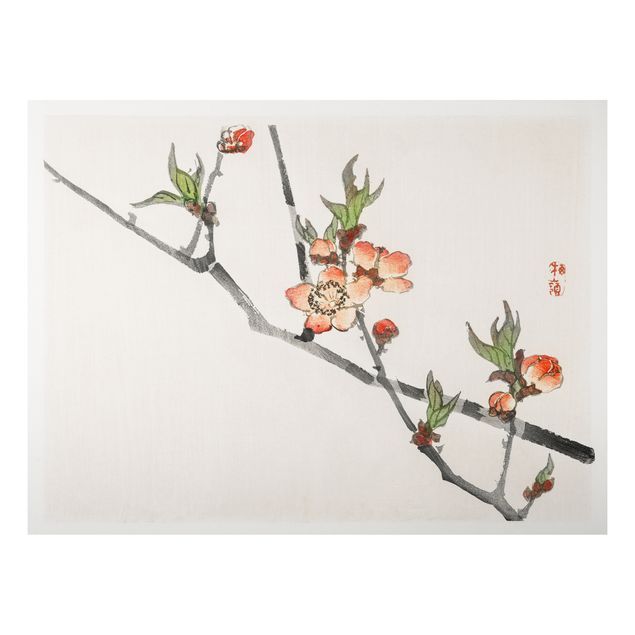 Stampa su alluminio spazzolato - Asian Vintage Disegno Cherry Blossom Branch - Orizzontale 3:4