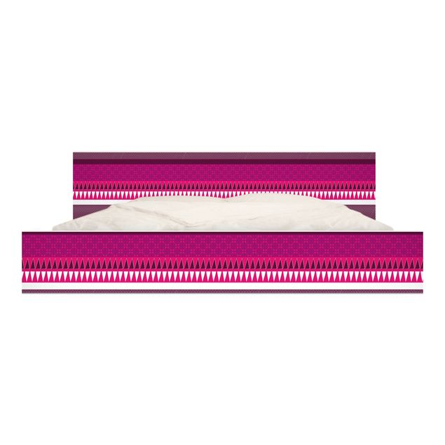 Carta adesiva per mobili IKEA - Malm Letto basso 180x200cm Pink Ethnomix