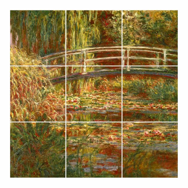 Adesivi per piastrelle con immagine - Claude Monet - Lo Stagno delle Ninfee e Ponte giapponese (Armonia in rosa)