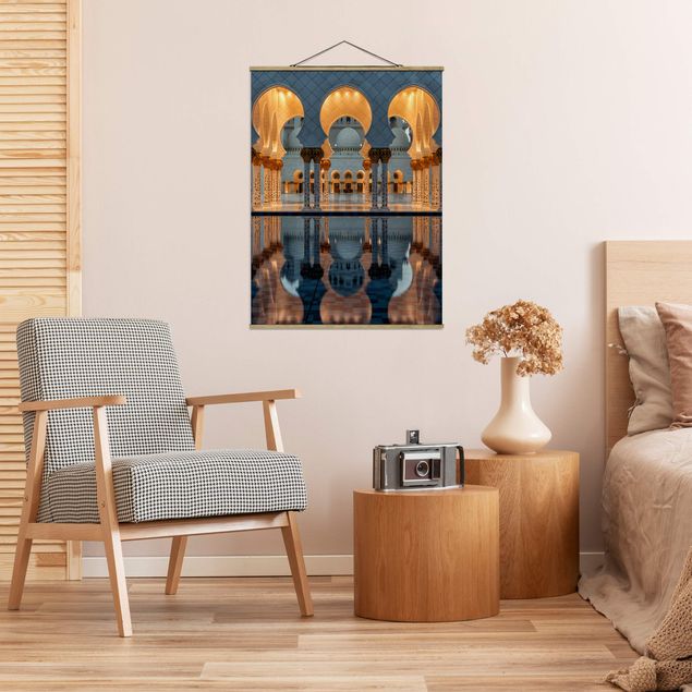 Foto su tessuto da parete con bastone - Riflessioni nella moschea - Verticale 4:3
