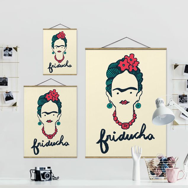 Foto su tessuto da parete con bastone - Frida Kahlo - Friducha - Verticale 4:3