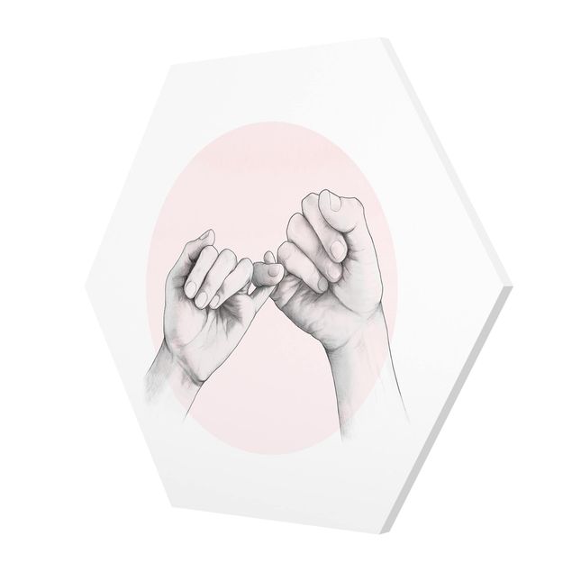 Esagono in forex - Illustrazione mani Amicizia Circle Rosa Bianco