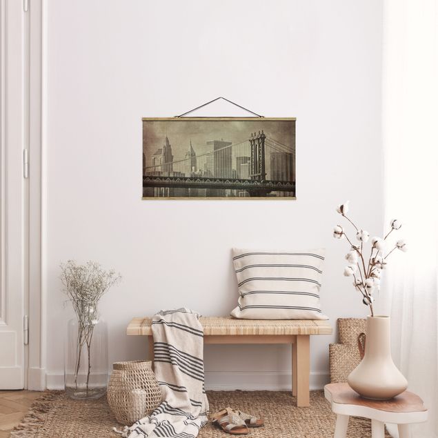 Foto su tessuto da parete con bastone - Vintage New York City - Orizzontale 1:2