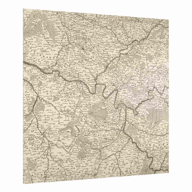 Paraschizzi in vetro - Cartina vintage della Francia - Quadrato 1:1
