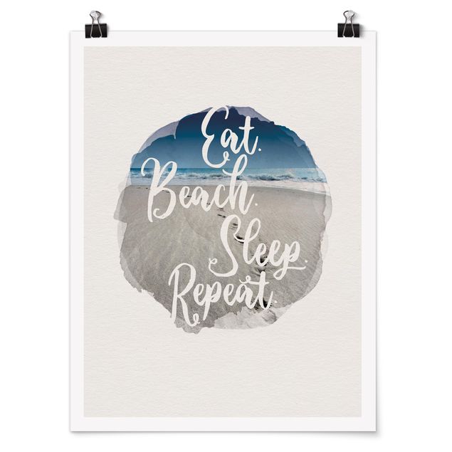 Poster - Acquerelli - Eat.Beach.Sleep.Repeat. - Verticale 4:3