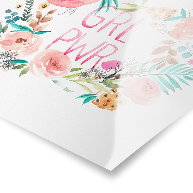 Poster - Pink Flowers - Girl Power - Quadrato 1:1
