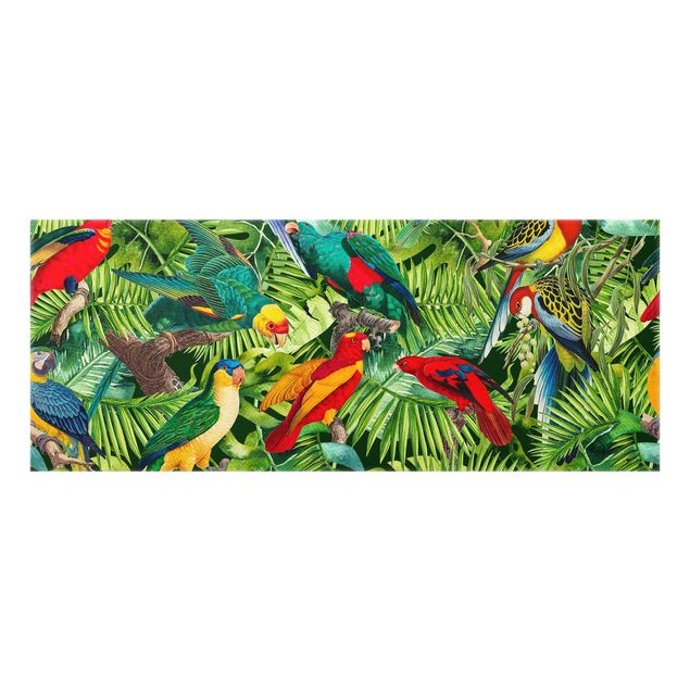 Paraschizzi in vetro - Collage colorato - Pappagalli nella giungla