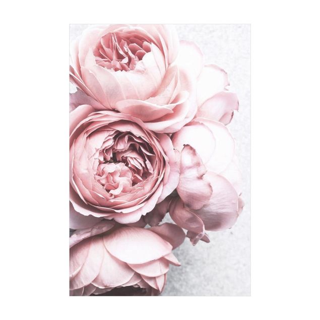 Tappeti rosa Fiori di peonia rosa chiaro shabby pastello