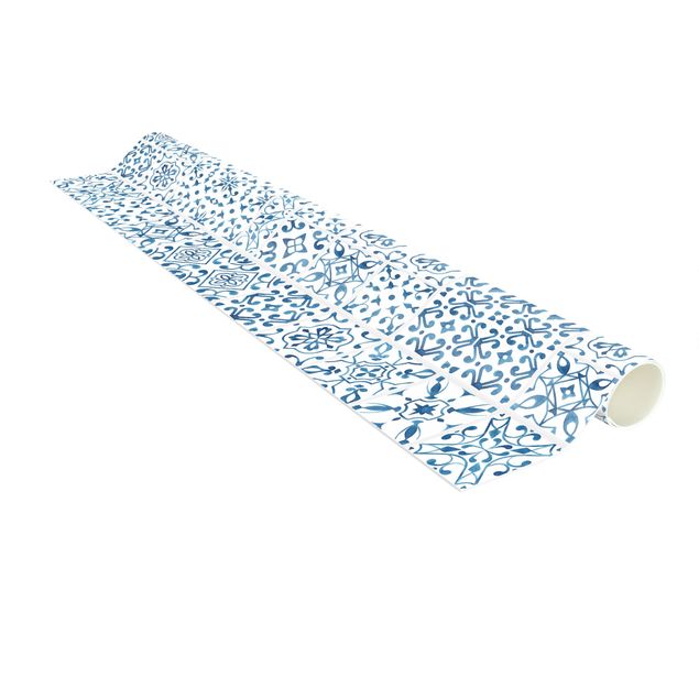 Tappeti effetto piastrelle Piastrella modello blu bianco