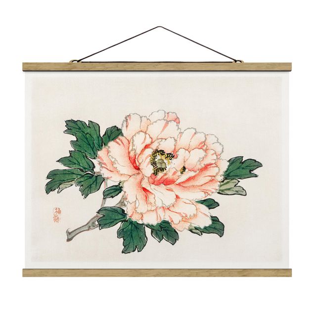 Foto su tessuto da parete con bastone - Asian Vintage Disegno rosa crisantemo - Orizzontale 3:4