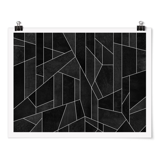 Poster - Bianco e nero geometrico Acquarello - Orizzontale 3:4