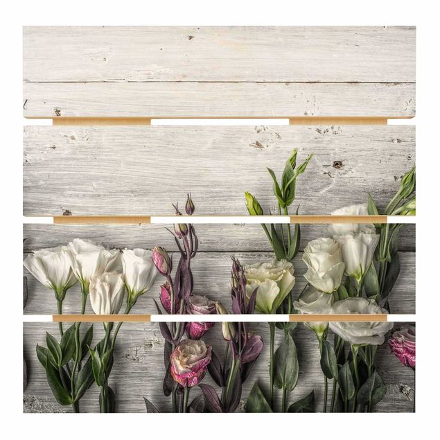 Stampa su legno - Tulip Rose Shabby Woodlook - Quadrato 1:1
