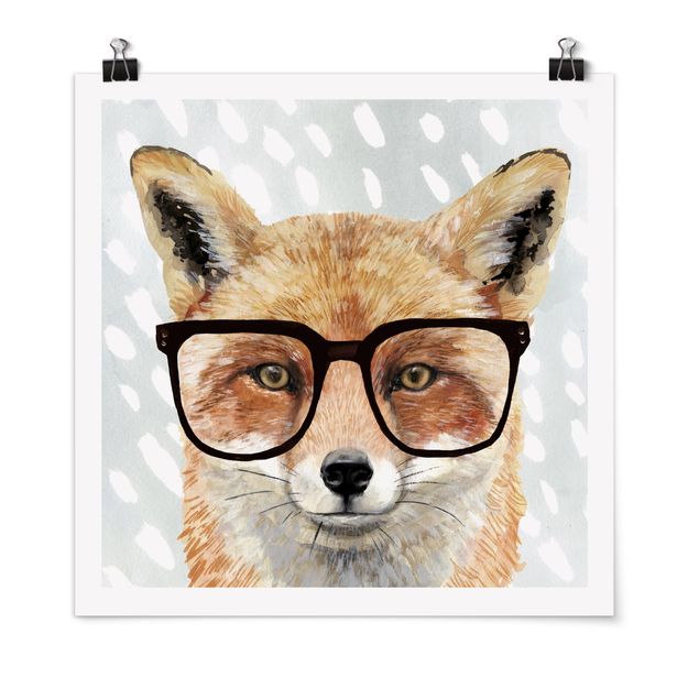 Poster illustrazioni Animali con occhiali - Volpe