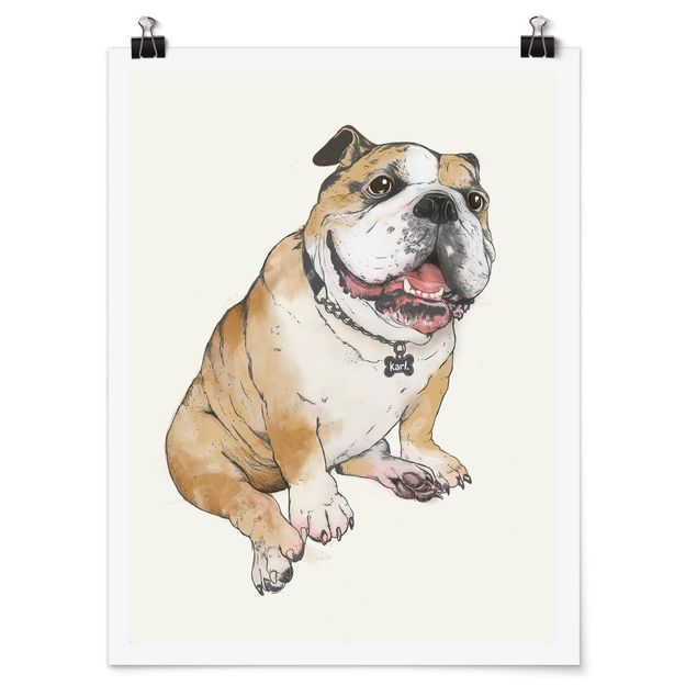 Poster - Illustrazione Cane Bulldog Pittura - Verticale 4:3