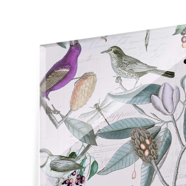 Paraschizzi in vetro - Vintage Collage - Uccellini nostalgici
