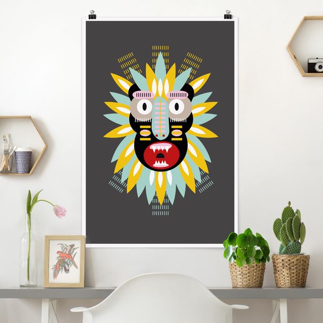 Poster illustrazioni Maschera etnica a collage - King Kong
