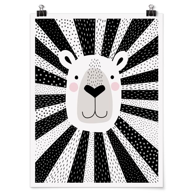 Poster - Zoo con Patterns - Lion - Verticale 4:3