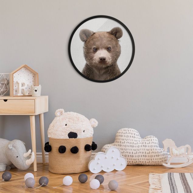 Poster con cornice rotonda Il cucciolo di orso Bruno