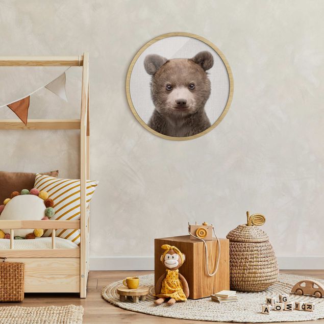 Poster con cornice rotonda Il cucciolo di orso Bruno