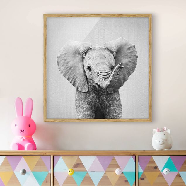 quadri con animali Elefantino Elsa Bianco e Nero
