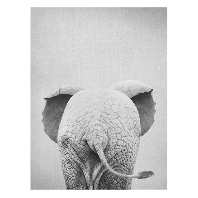 Quadri moderni per soggiorno Elefantino da dietro bianco e nero