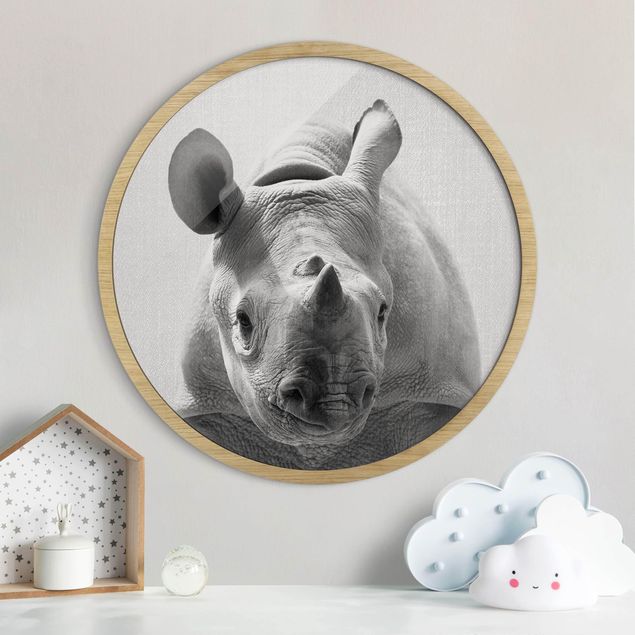 quadri con animali Piccolo rinoceronte Nina bianco e nero