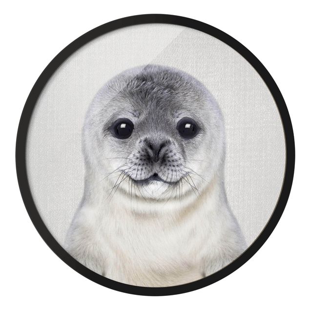 Quadro rotondo incorniciato - Piccola foca Ronny